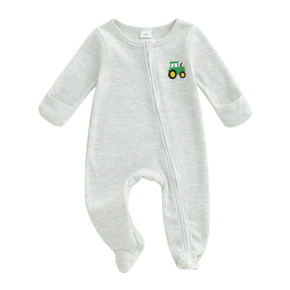 Infant Unisex Hooded  with Cute Animal Ears and Zipper Closure Warm Fleece Footed Pajamas for Winter