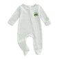 Infant Unisex Hooded  with Cute Animal Ears and Zipper Closure Warm Fleece Footed Pajamas for Winter