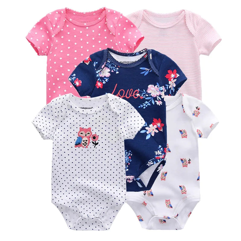 5pcs Short Sleeve Baby Bodysuits