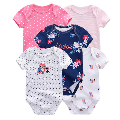 5pcs Short Sleeve Baby Bodysuits