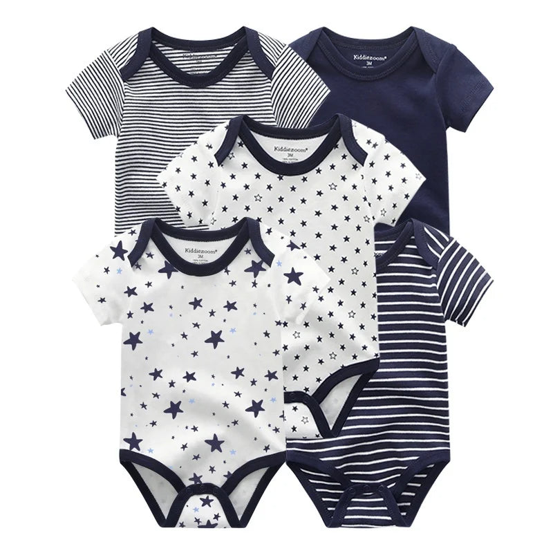 5pcs Short Sleeve Baby Bodysuits