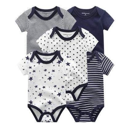 5pcs Short Sleeve Baby Bodysuits