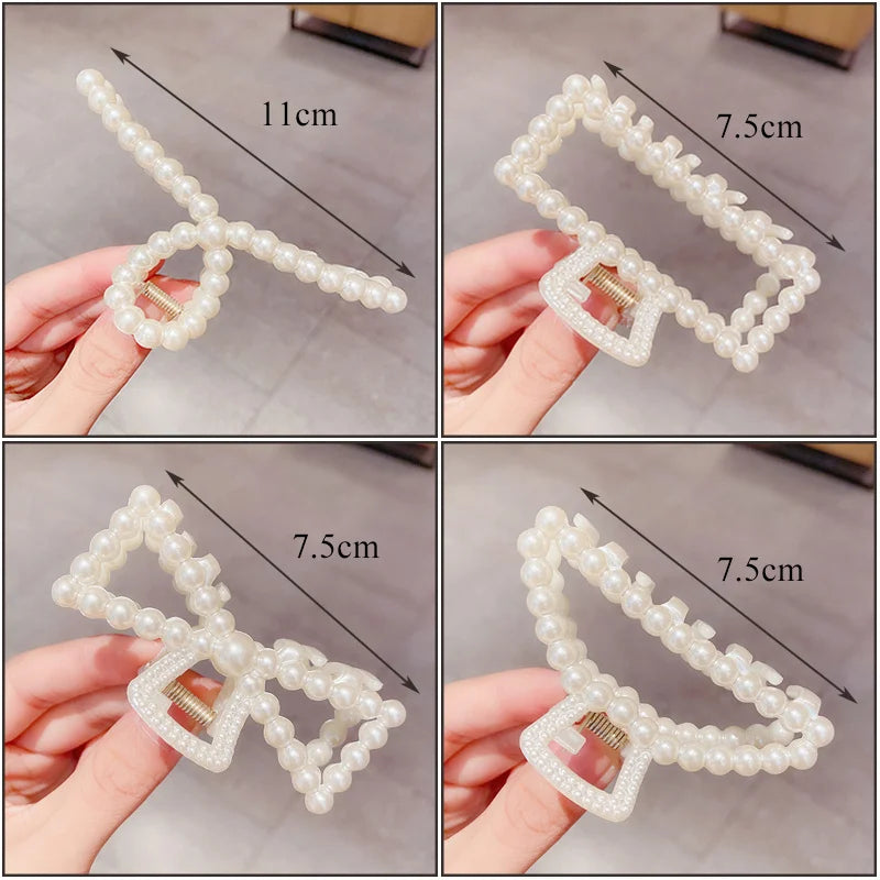 Pearl Claw Geometric Hairpins For Girls