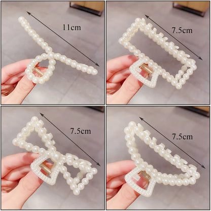 Pearl Claw Geometric Hairpins For Girls