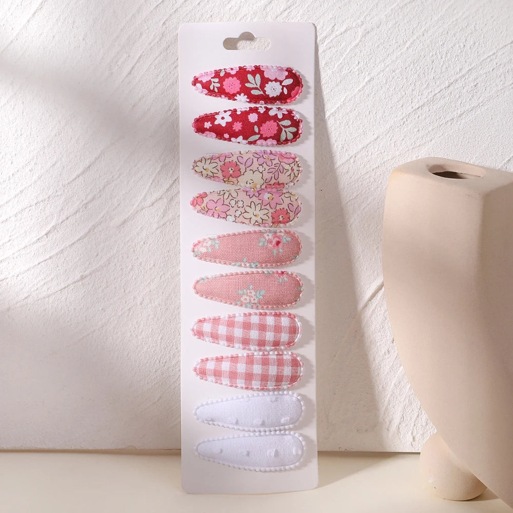 10Pcs/Lot Cotton Alloy Hair Clips for Kids