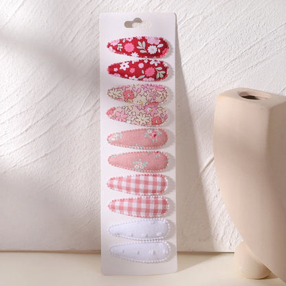 10Pcs/Lot Cotton Alloy Hair Clips for Kids