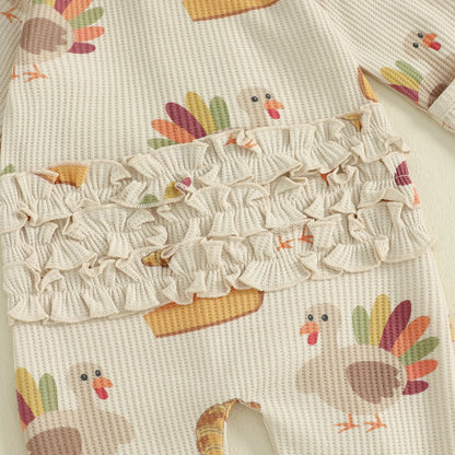 Baby Girl Thanksgiving Zipper Romper