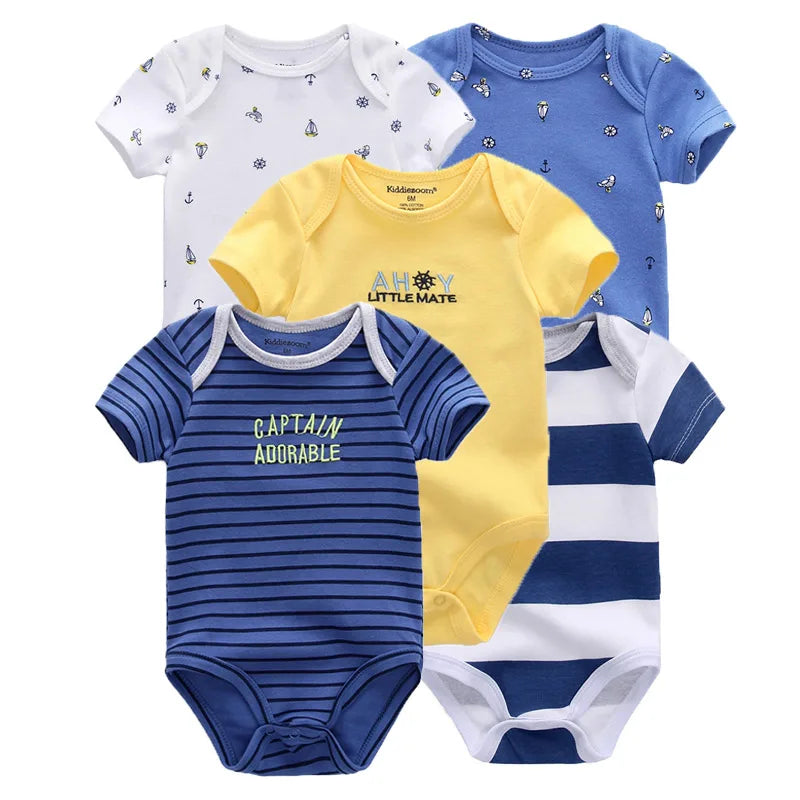 5pcs Short Sleeve Baby Bodysuits