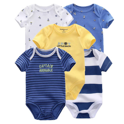 5pcs Short Sleeve Baby Bodysuits