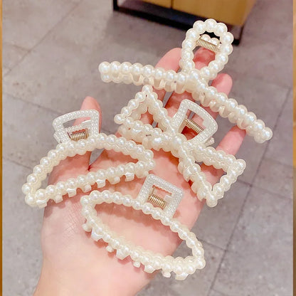 Pearl Claw Geometric Hairpins For Girls