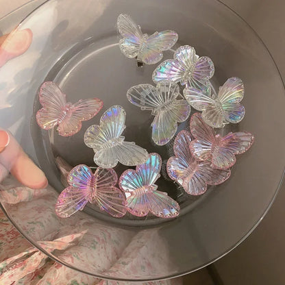 5Pcs  Transparent Butterfly Pink Hairpin