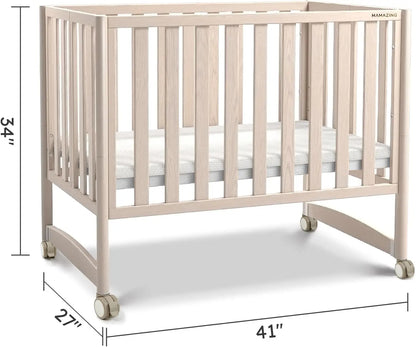 Mini Crib with Removable Wheels & Mattress