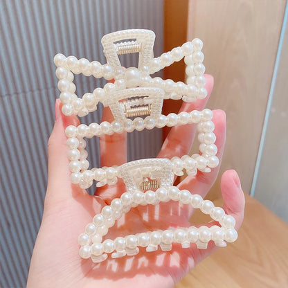 Pearl Claw Geometric Hairpins For Girls