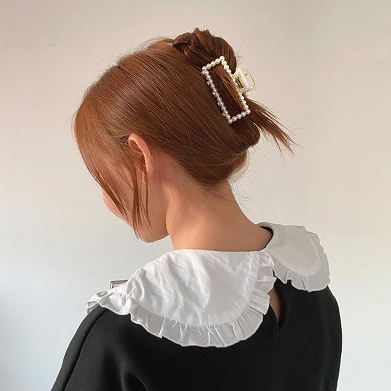 Pearl Claw Geometric Hairpins For Girls