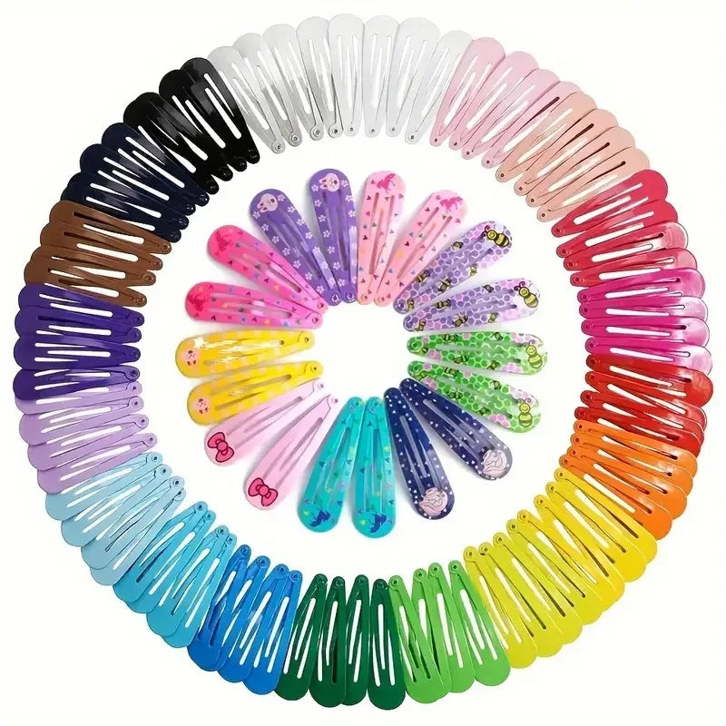 50Pcs Snap Hair Clips Candy Color Barrettes