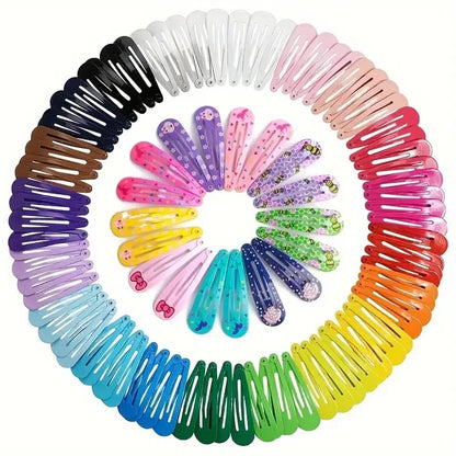 50Pcs Snap Hair Clips Candy Color Barrettes