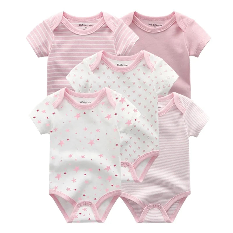 5pcs Short Sleeve Baby Bodysuits