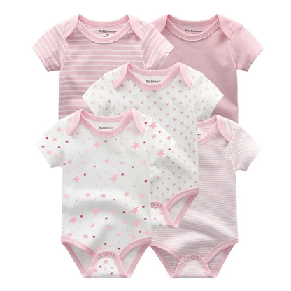 5pcs Short Sleeve Baby Bodysuits