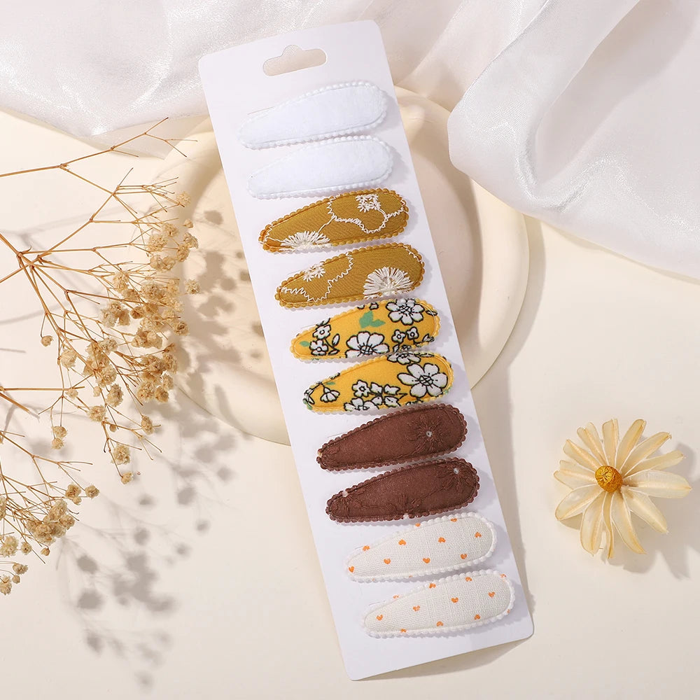 10Pcs/Lot Cotton Alloy Hair Clips for Kids