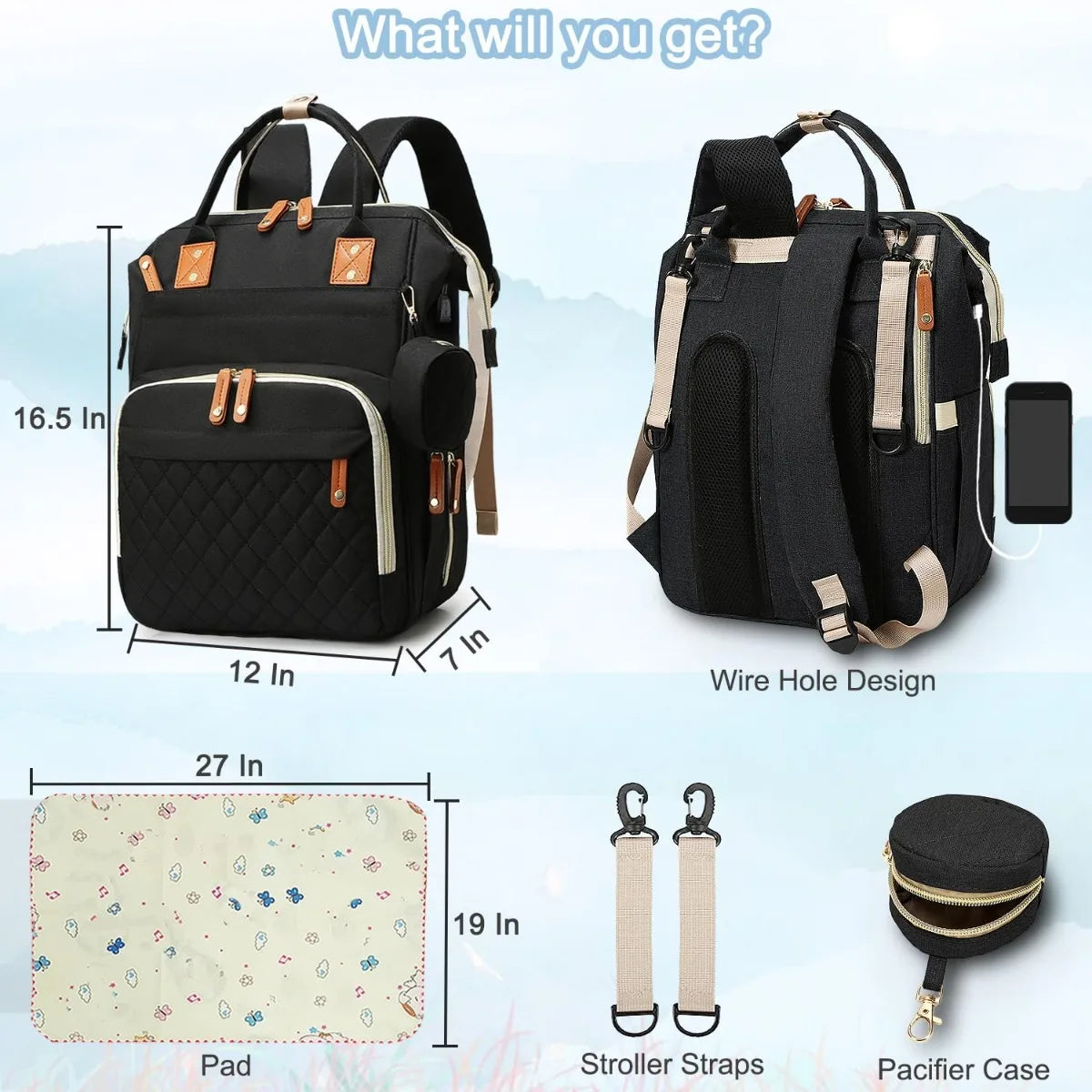 Multifunctional Diaper Bag Backpack
