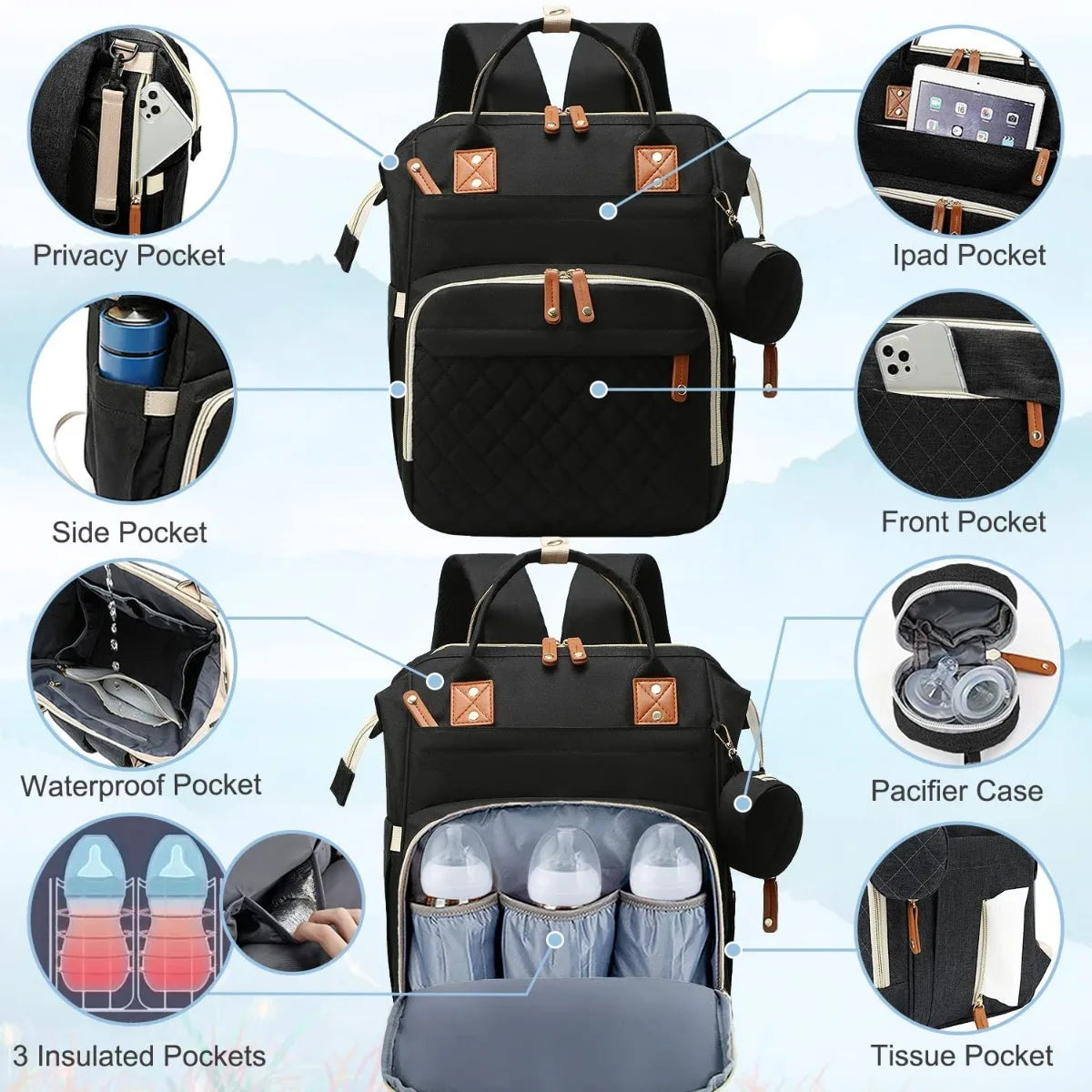 Multifunctional Diaper Bag Backpack