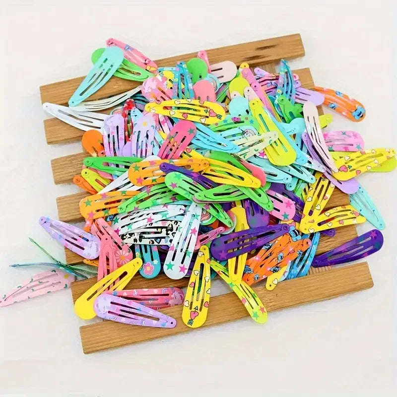 50Pcs Snap Hair Clips Candy Color Barrettes
