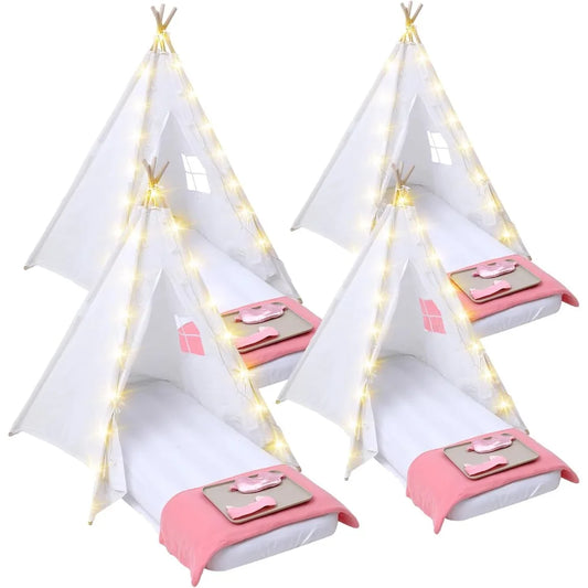 4-Pack Kids Teepee Tent  with Inflatable Airbed