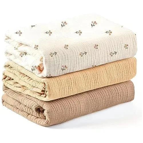 3pcs Set Cotton Muslin Swaddle Baby Blanket
