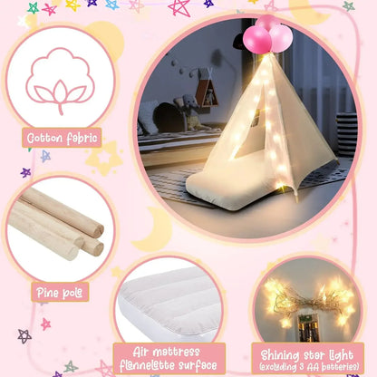 6-Pack Teepee Tent with Mattress Sheet Light