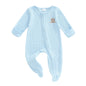 Infant Unisex Hooded  with Cute Animal Ears and Zipper Closure Warm Fleece Footed Pajamas for Winter
