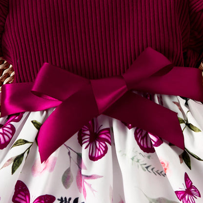 Butterfly and Plant Polka Dot Dress + Ribbon