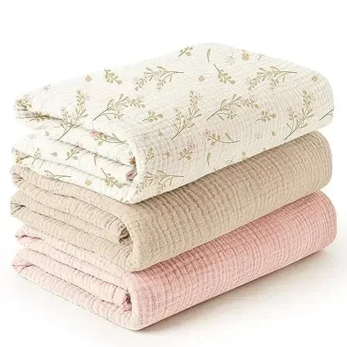 3pcs Set Cotton Muslin Swaddle Baby Blanket