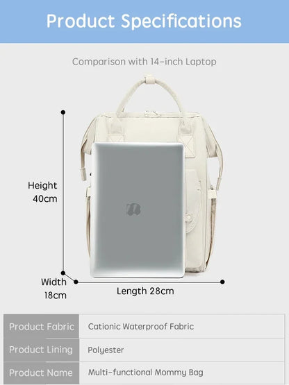 Baby Nappy Bag with 2pcs Stroller Hooks