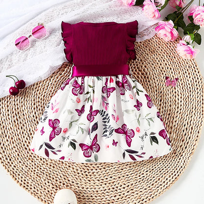 Butterfly and Plant Polka Dot Dress + Ribbon