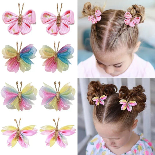 2pcs/set Butterfly Gradient Flocking Hairpins