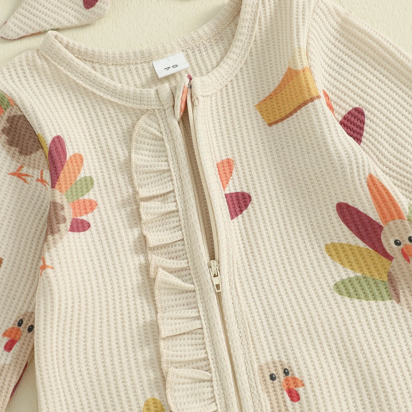 Baby Girl Thanksgiving Zipper Romper
