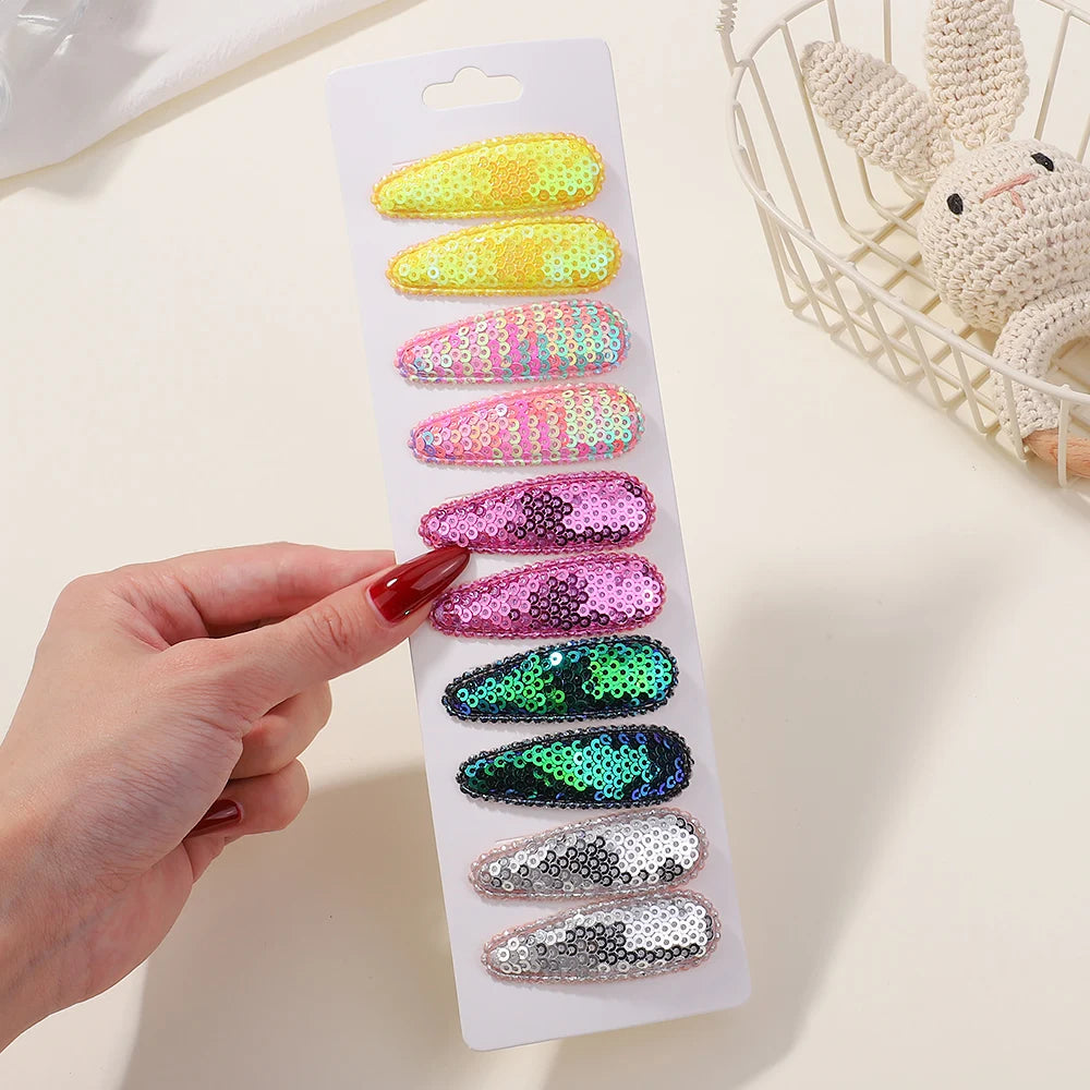 10Pcs/Lot Cotton Alloy Hair Clips for Kids