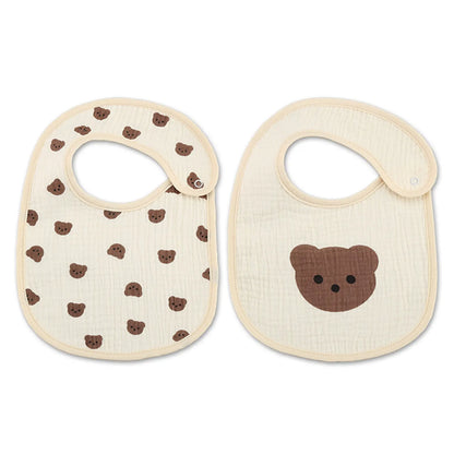 2pcs cotton bear waterproof baby bibs