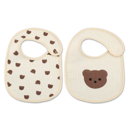 2pcs cotton bear waterproof baby bibs