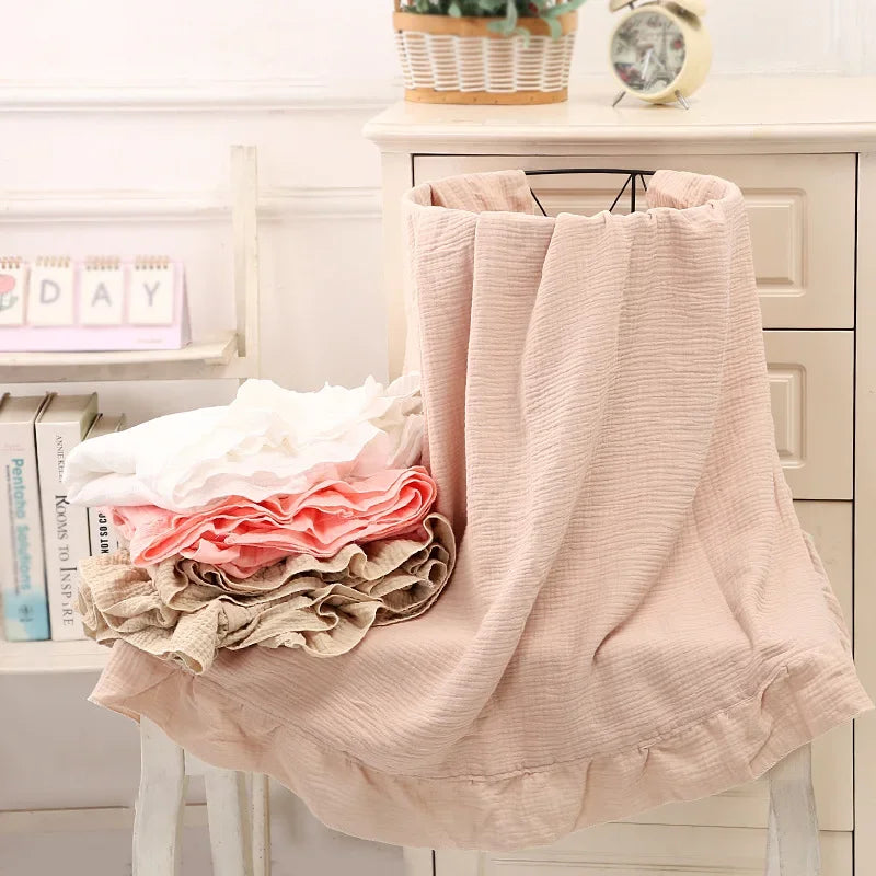 Ruffled Muslin Baby Swaddle Blankets