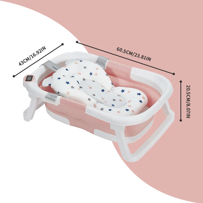 Folding baby bathtub with water temperature gauge