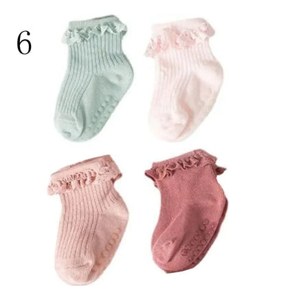 4Pair/lot Baby non-slip cotton socks