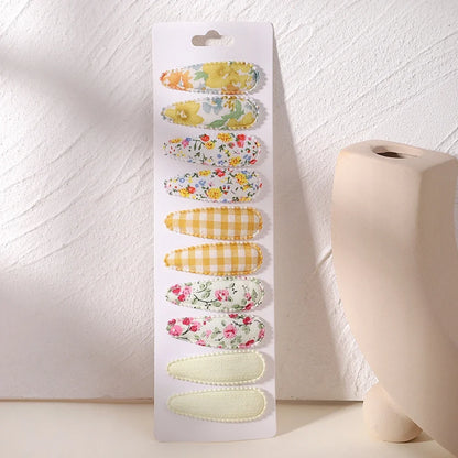 10Pcs/Lot Cotton Alloy Hair Clips for Kids