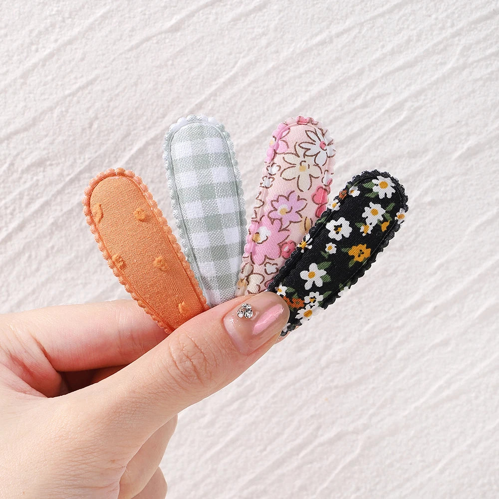 10Pcs/Lot Cotton Alloy Hair Clips for Kids