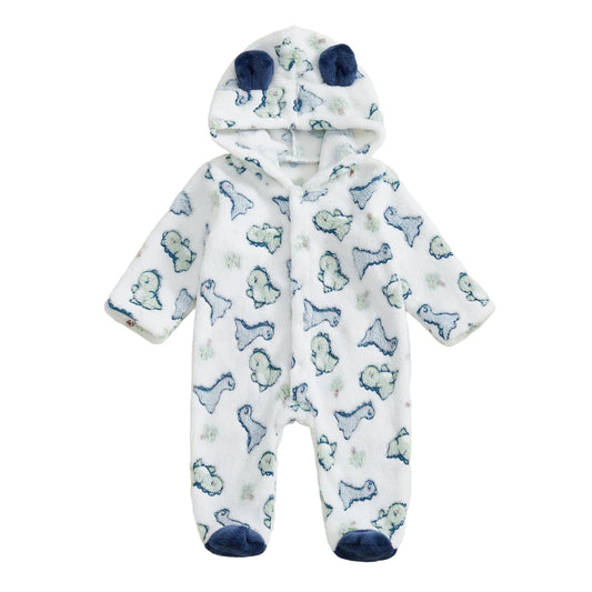 Toddler Girls Cozy Fleece Hooded  Pajamas Romper
