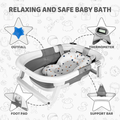 Portable and foldable Bathtub, real-time temperature sensor