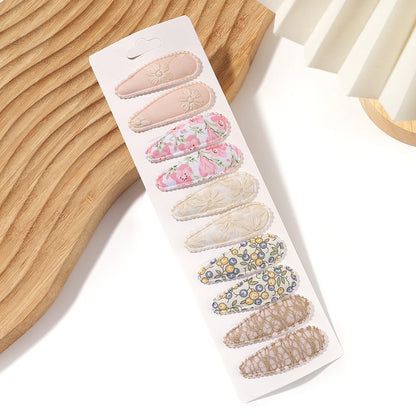 10Pcs/Lot Cotton Alloy Hair Clips for Kids