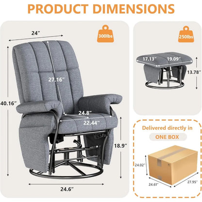 Swivel Recliner Chair with Ottoman