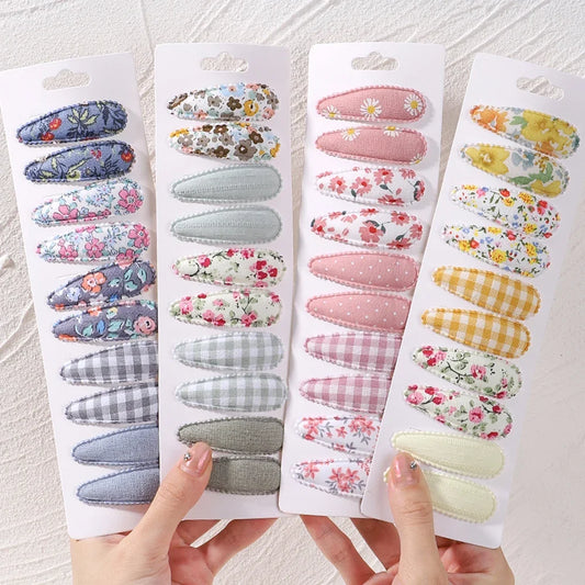 10Pcs/Lot Cotton Alloy Hair Clips for Kids