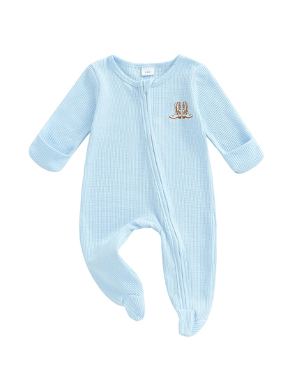 Infant Unisex Hooded  with Cute Animal Ears and Zipper Closure Warm Fleece Footed Pajamas for Winter